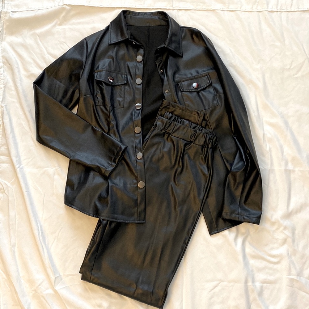Pleather Two Piece - Black